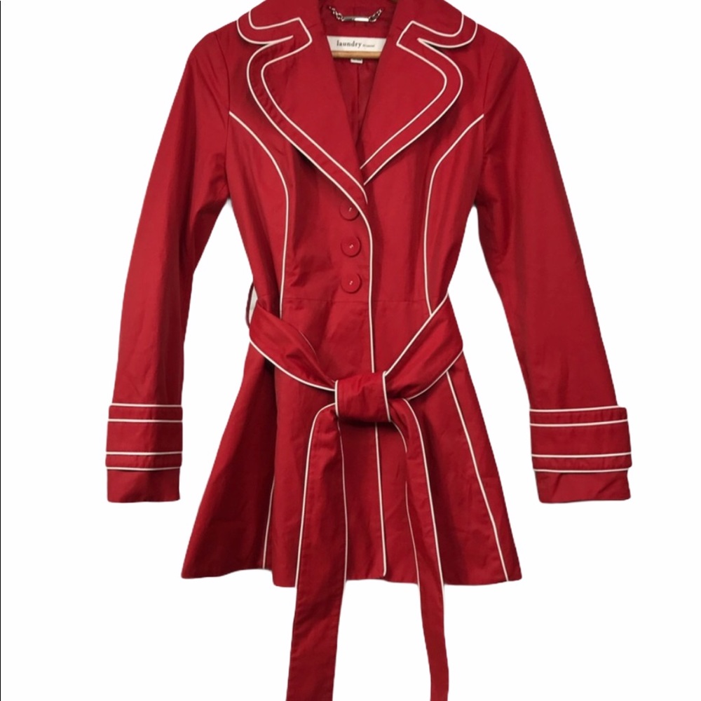 Raincoat Red/White Snap Front Small